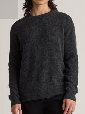 Quince Mongolian Cashmere Waffle Sweatshirt Heathered Charcoal L